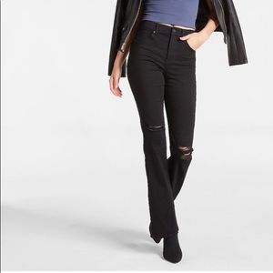 Express high waisted ripped boot cut jeans